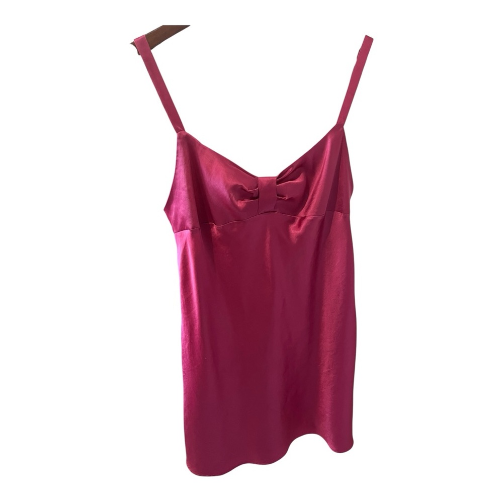 Victoria’s Secret Hot Pink Lingerie Nightie Mini Bow Large Satin